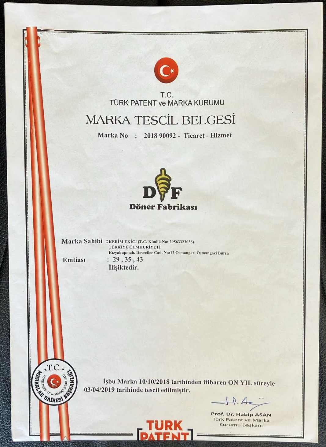 Marka Tescil Belgesi